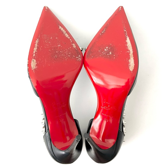 CHRISTIAN LOUBOUTIN | Deomina Chain Black Leather 100 Pumps Heels EU 39 US 9 - Picture 14 of 16